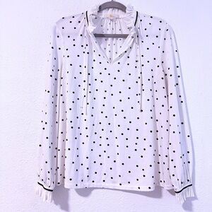 Boden Bronwyn Ruffle Polka Dot Blouse Size 10‎